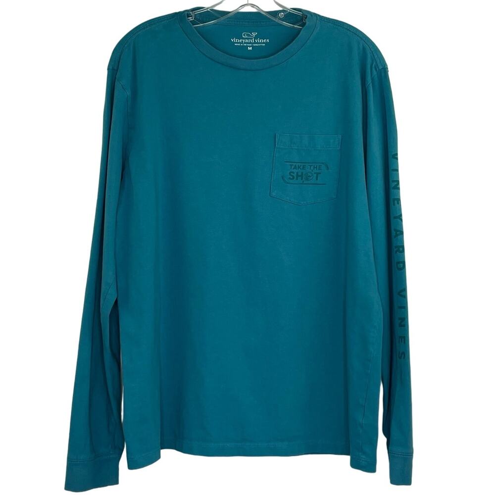 Vineyard Vines Take the Shot blue long sleeve t-shirt size Medium Hokey sporty